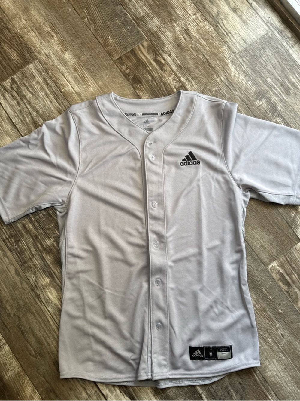 Adidas Men’s Gray Button up Baseball Athletic Shirt Jersey